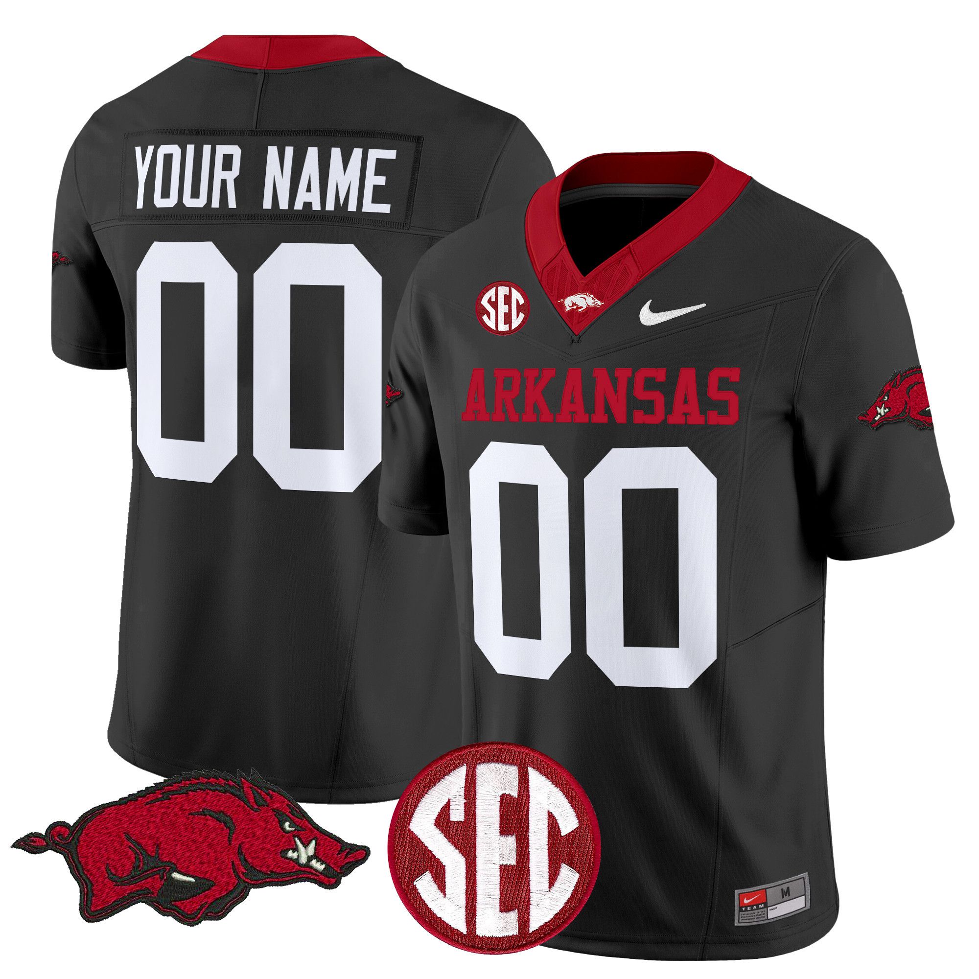 Men Arkansas Razorbacks Black Nike 2024 Vapor Limited Custom NCAA Jersey style 1->customized ncaa jersey->Custom Jersey